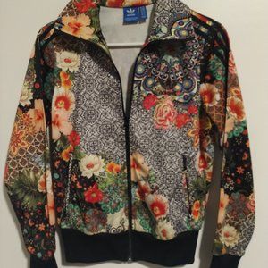 Women's small Adidas athleisure jacket, colorful floral/mandala print